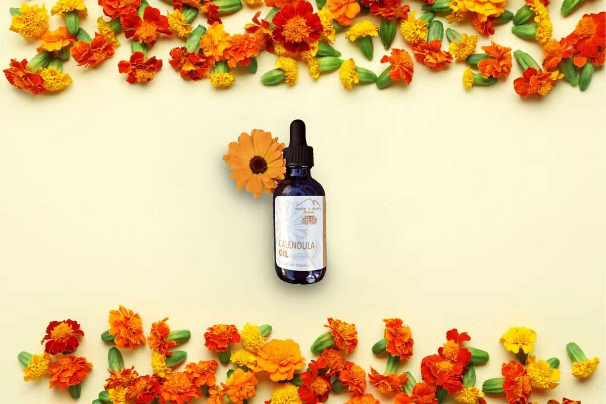 Calendula oil for sensitive skin on display